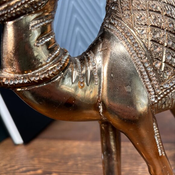 Vintage Solid Cast Metal Camel Figurine Copper Bromze Finish Camel Sculpture - Picture 12 of 17